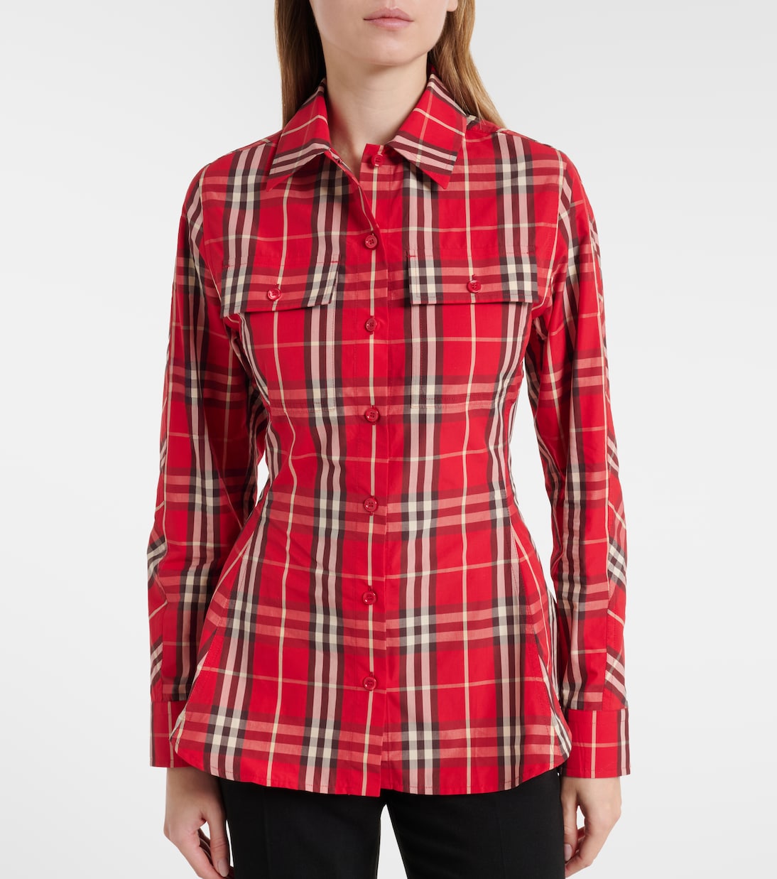 Burberry Check peplum cotton shirt | Burberry