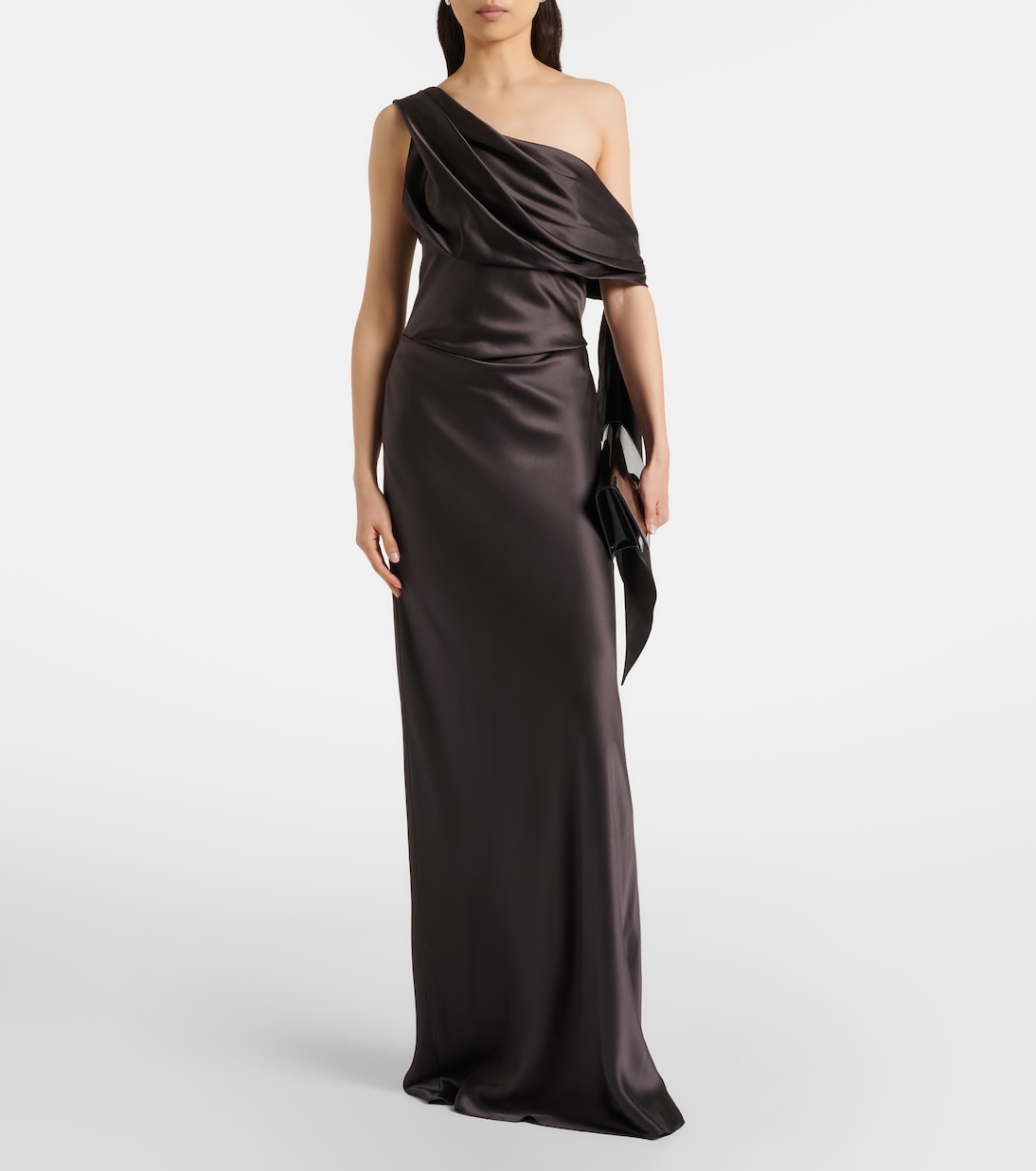 Draped one-shoulder silk satin gown | The Sei