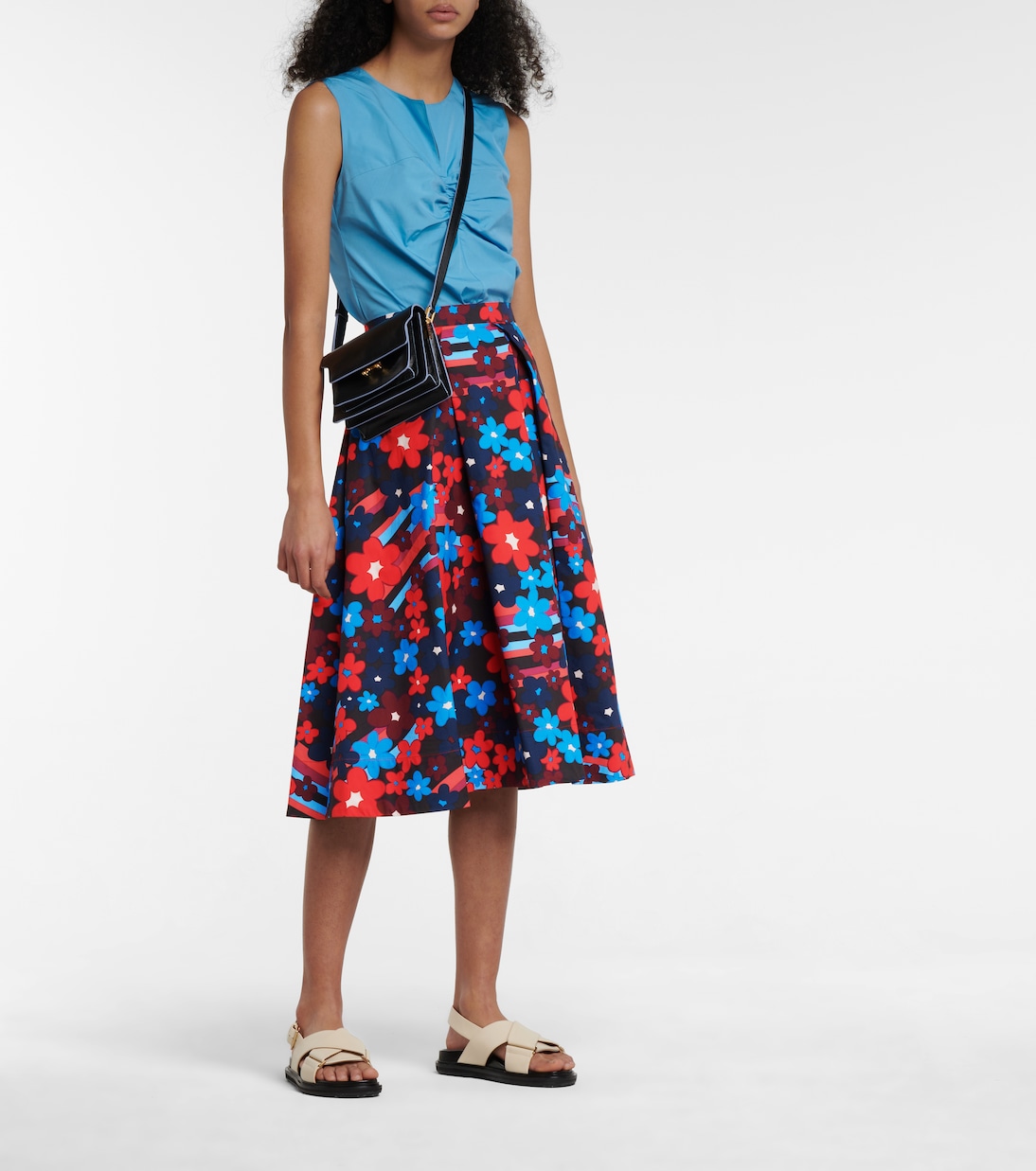 Floral cotton midi skirt | Marni