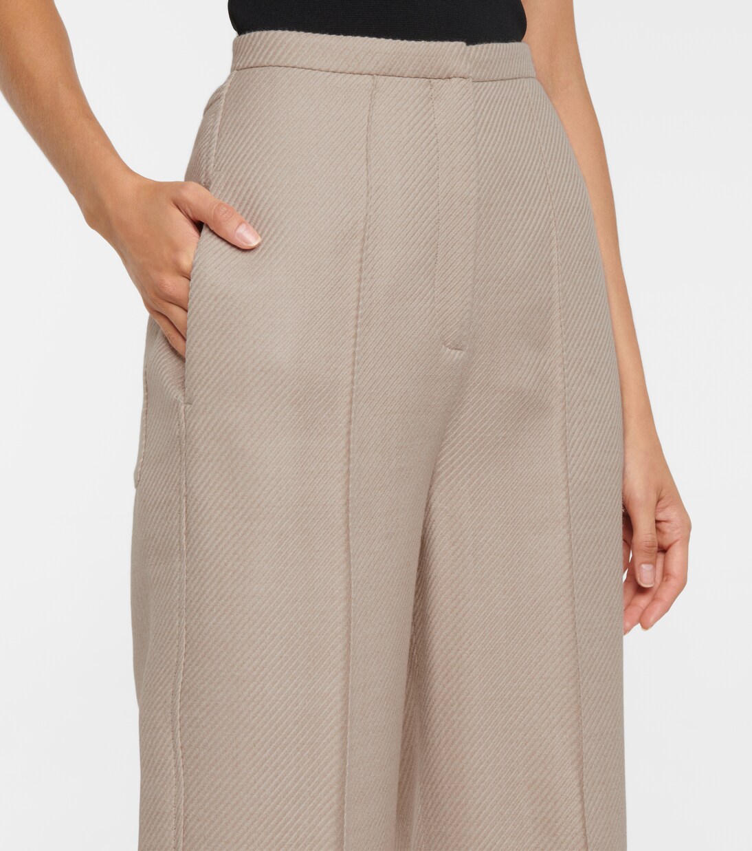 Pantalon droit à taille haute en laine mélangée | Toteme