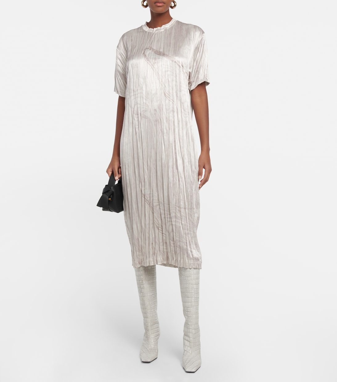 Printed pleated T-shirt dress | Acne Studios