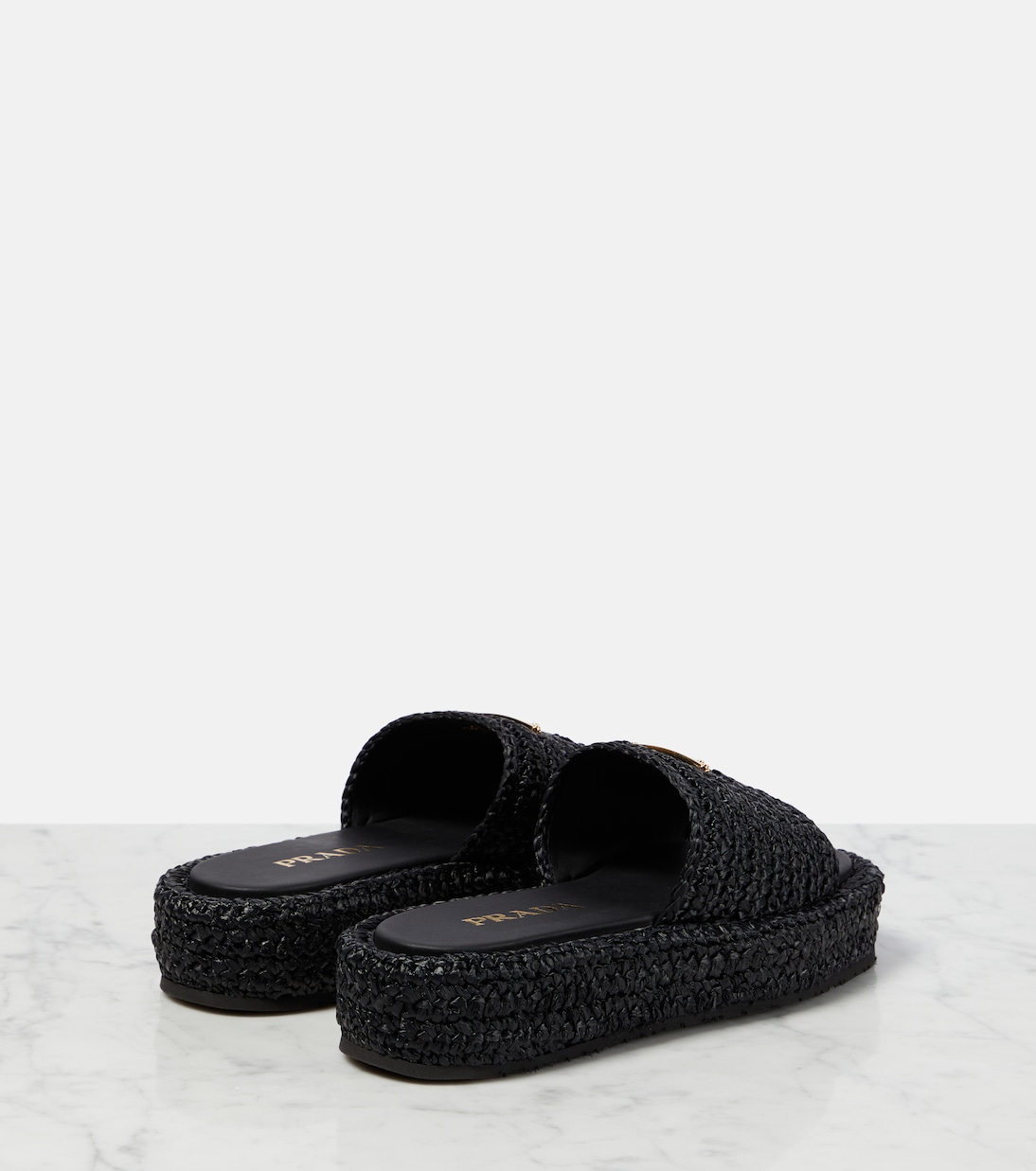 Flatform raffia sandals | Prada