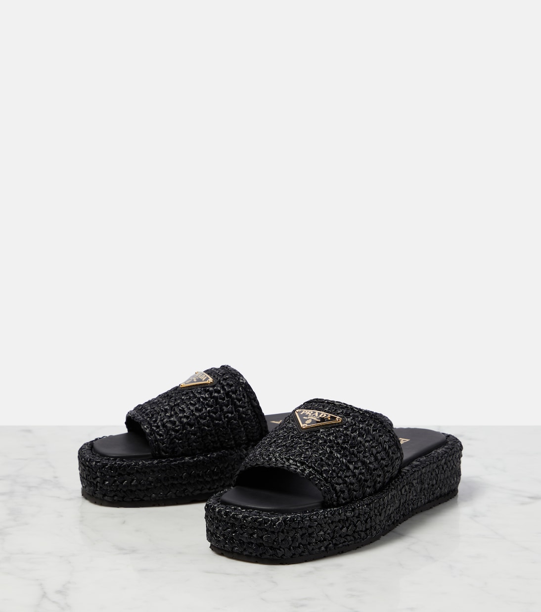 Flatform raffia sandals | Prada