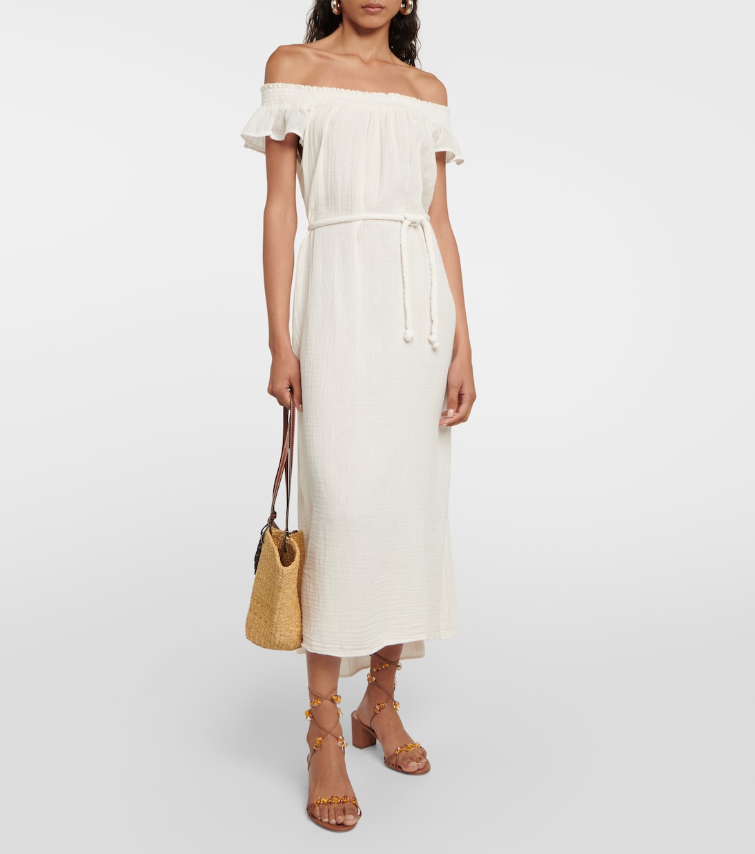 Justine cotton gauze midi dress | Velvet