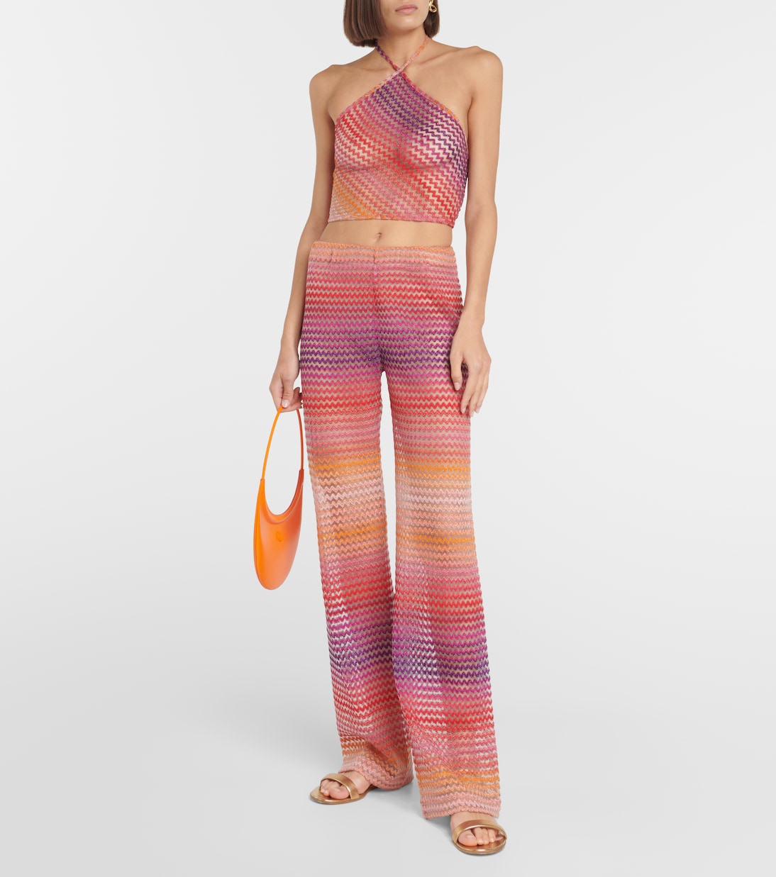Crop top de cuello halter en zigzag | Missoni Mare