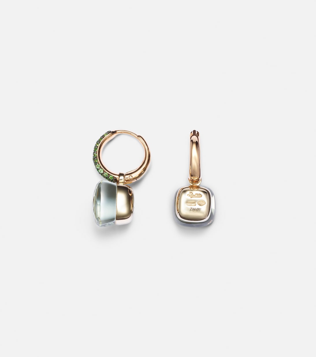 Orecchini glamour in oro rosa e bianco 18kt Pomellato Nudo, con pietre preziose per uno stile giovane e raffinato