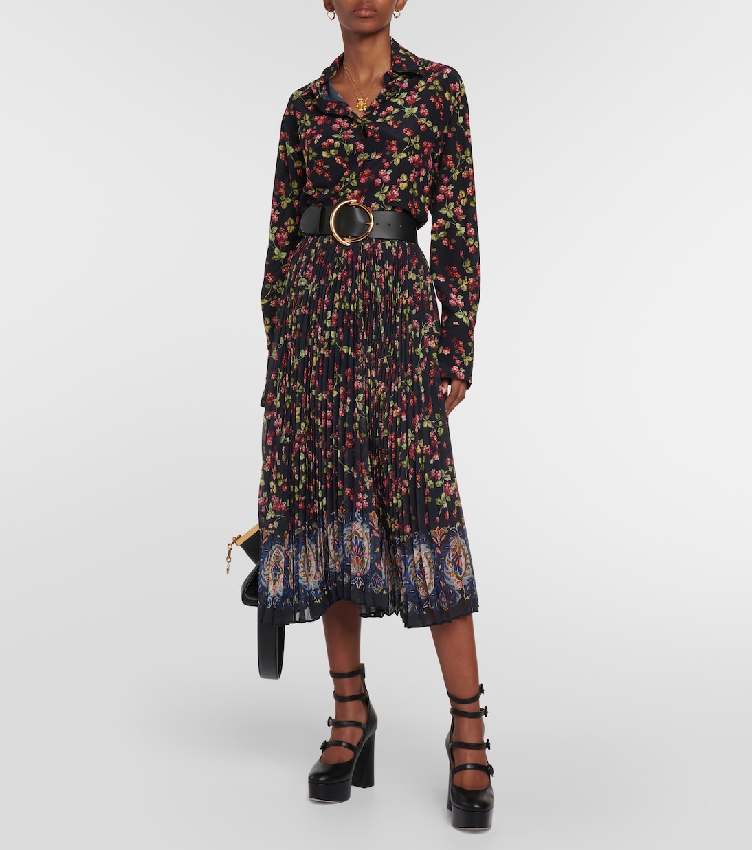 Falda midi plisada de tiro alto | Etro