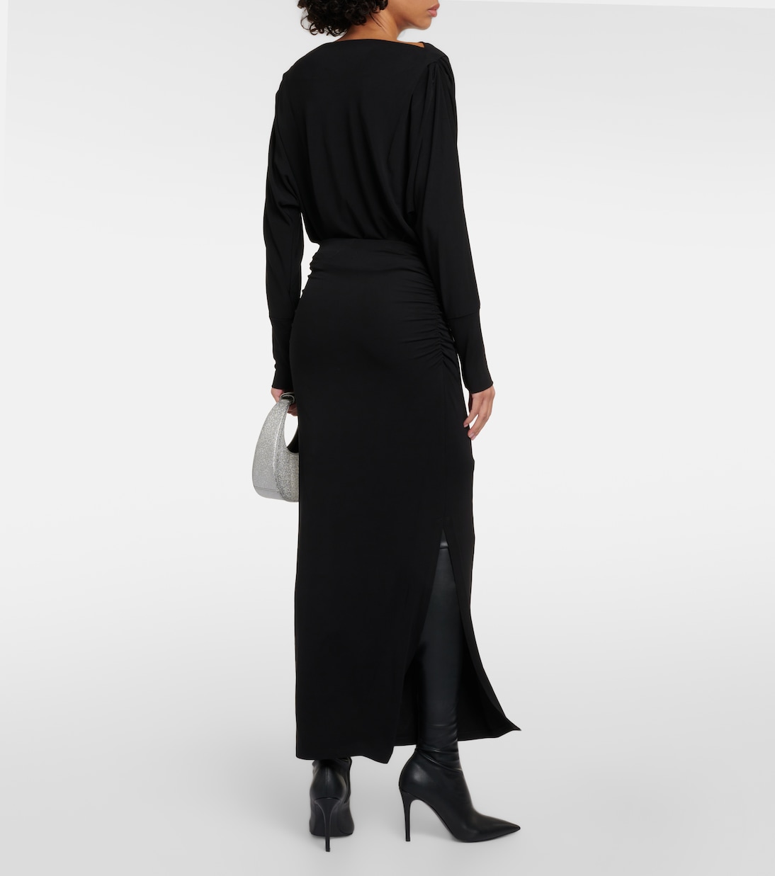 Falda midi Hilton de jersey fruncida | Velvet