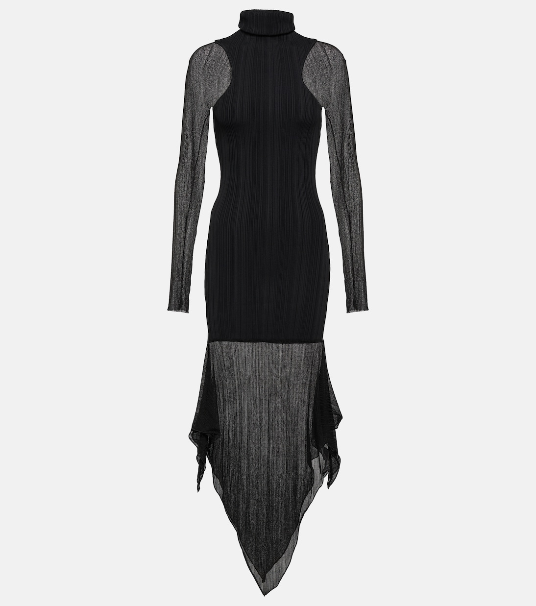 Falda midi asimétrica de punto acanalado | Mugler