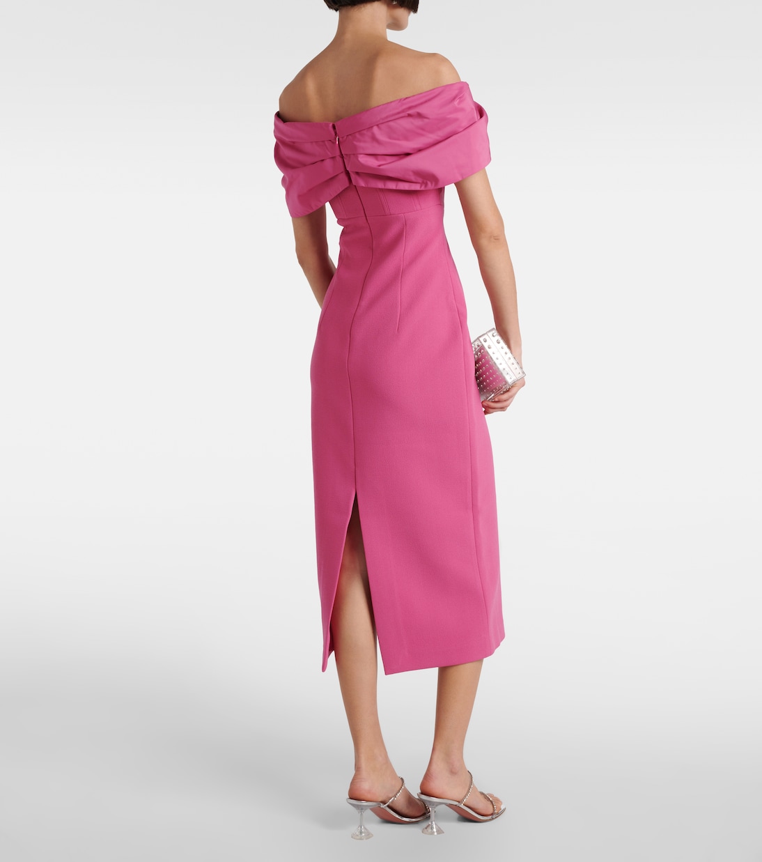 Abito midi Anais in crêpe con scollo bardot | Rebecca Vallance