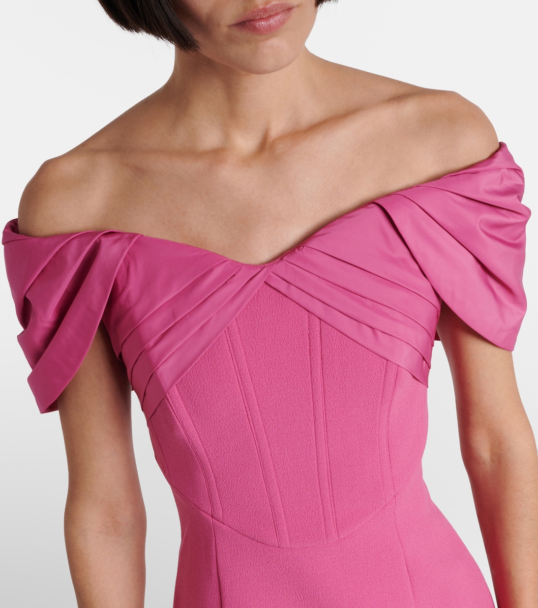 Abito midi Anais in crêpe con scollo bardot | Rebecca Vallance