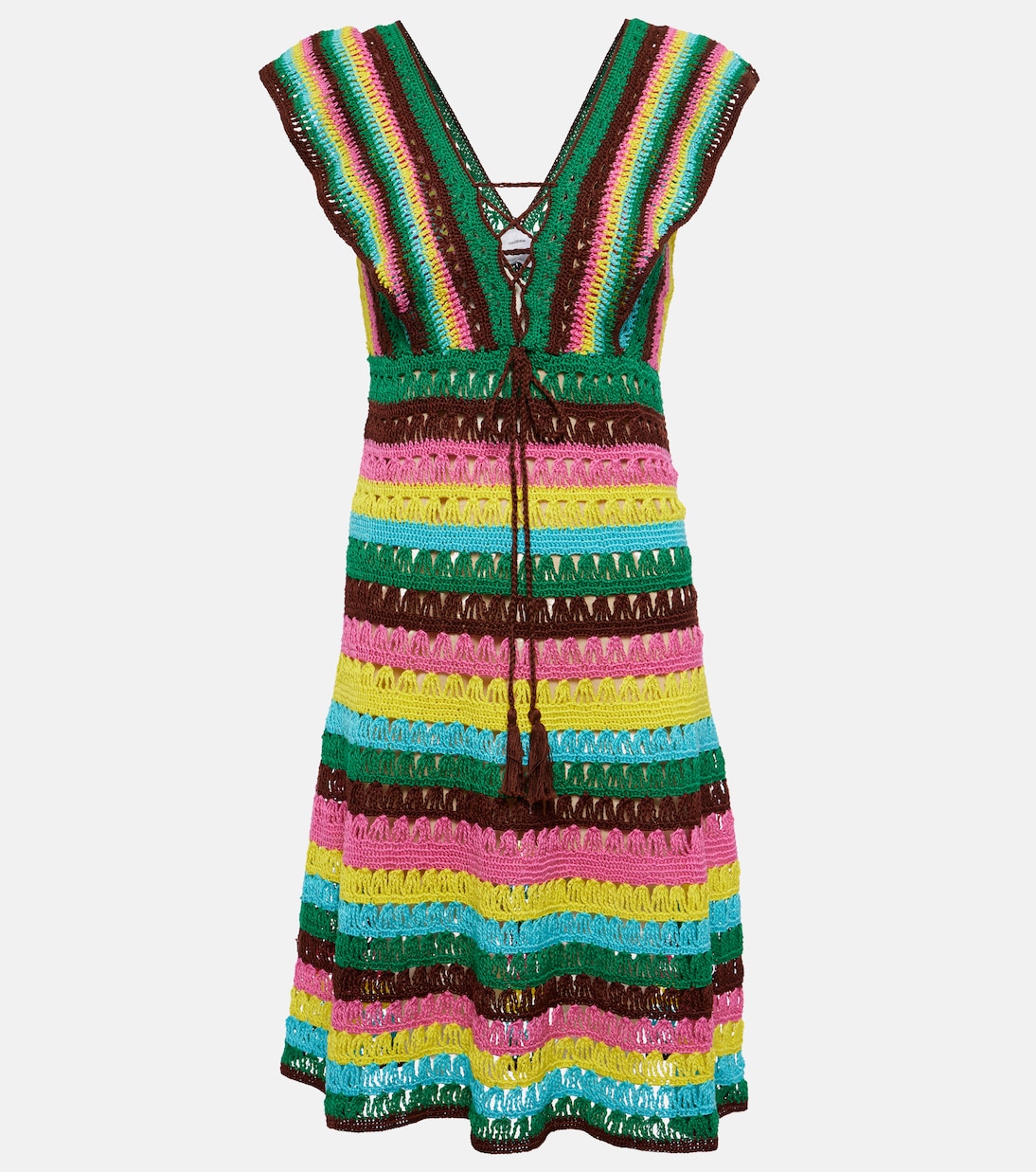 Vestido corto de croché a rayas | Anna Kosturova