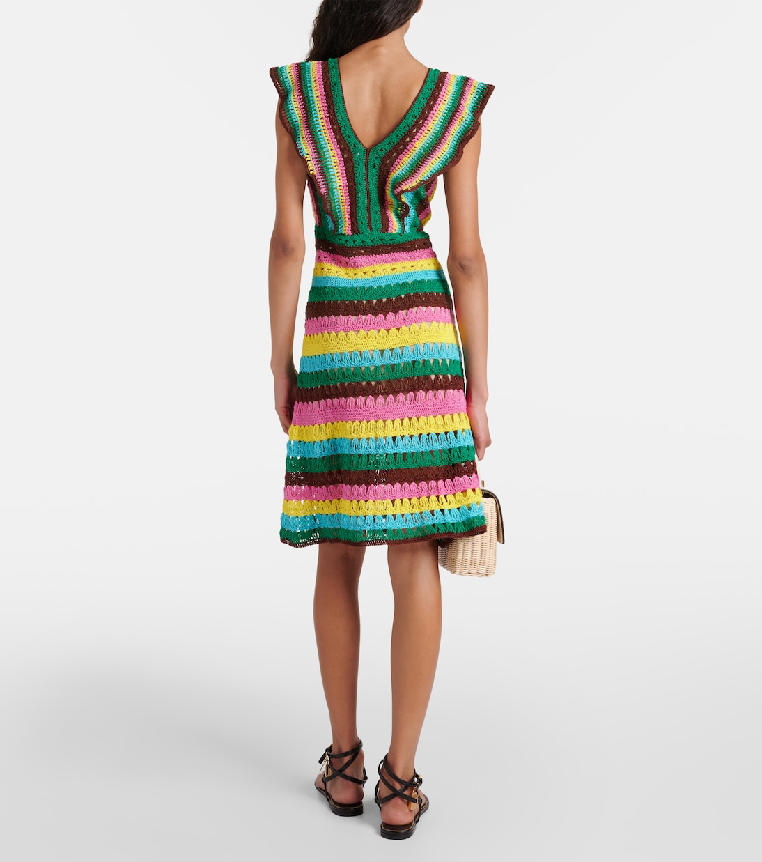 Vestido corto de croché a rayas | Anna Kosturova