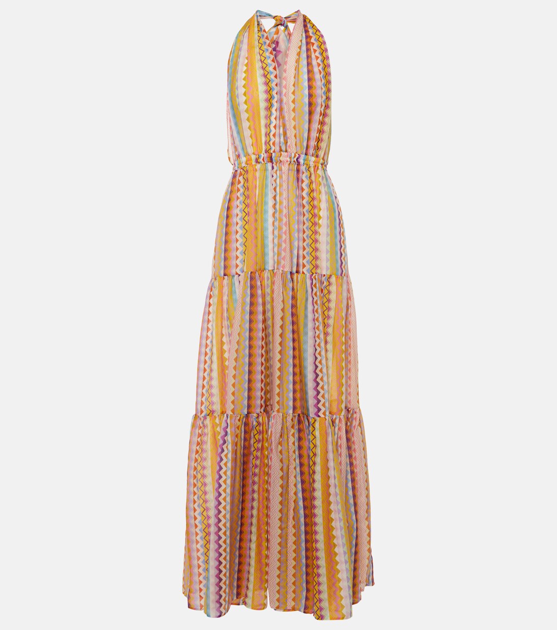 Vestido largo de algodón y seda en zigzag | Missoni