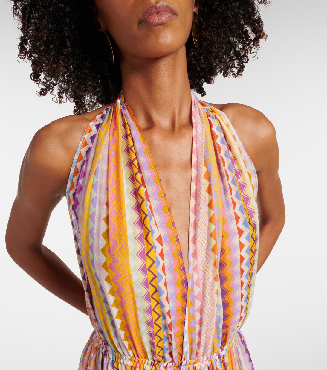 Vestido largo de algodón y seda en zigzag | Missoni