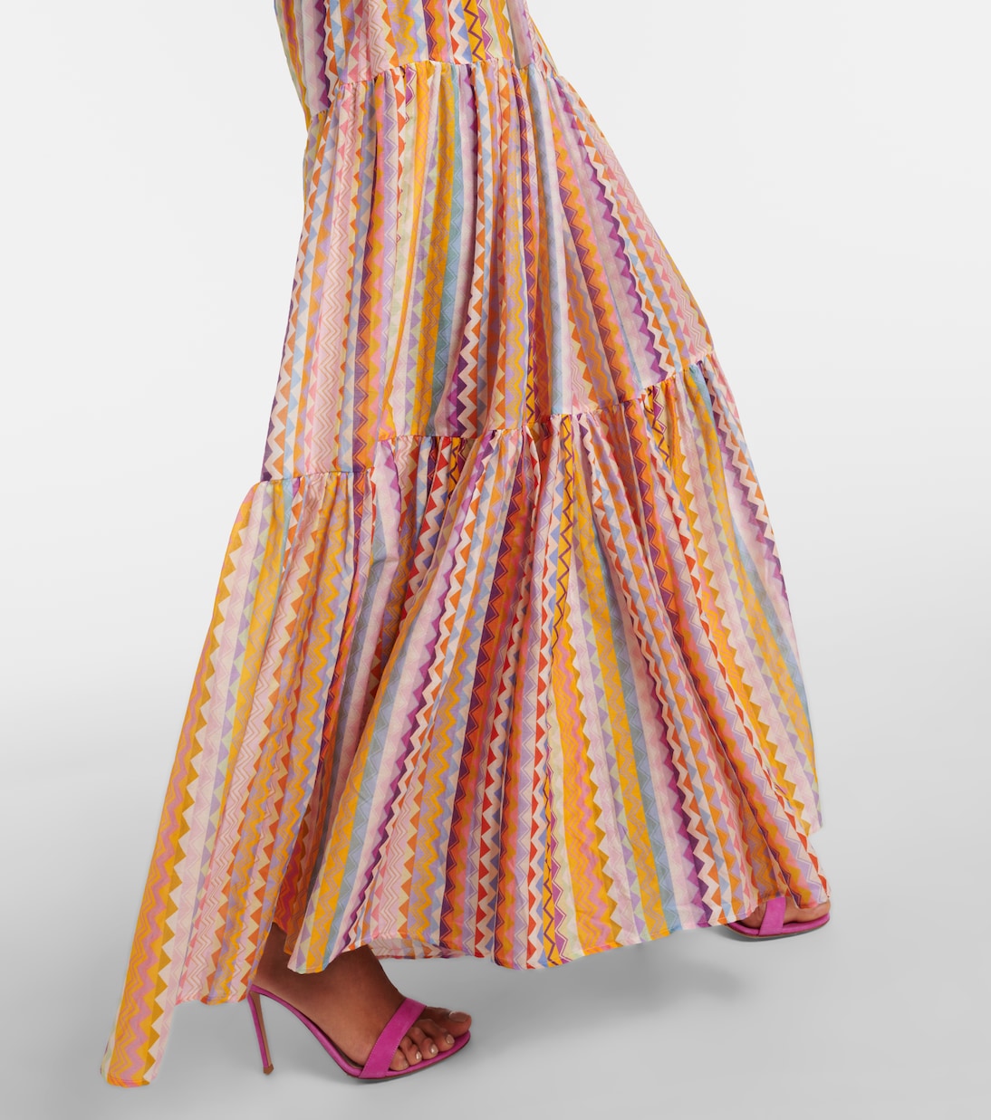 Vestido largo de algodón y seda en zigzag | Missoni