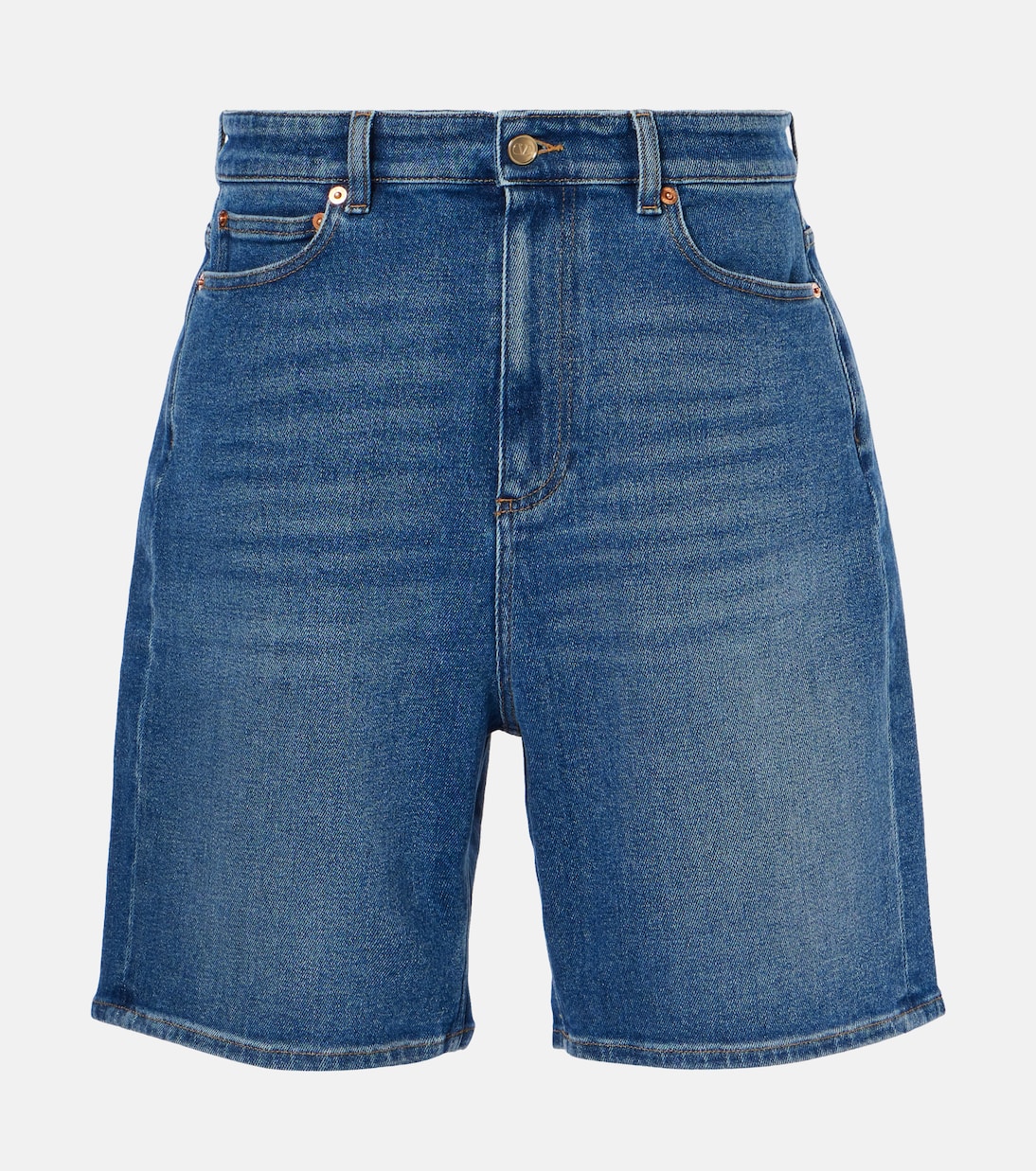 Shorts in denim con pelle | Valentino