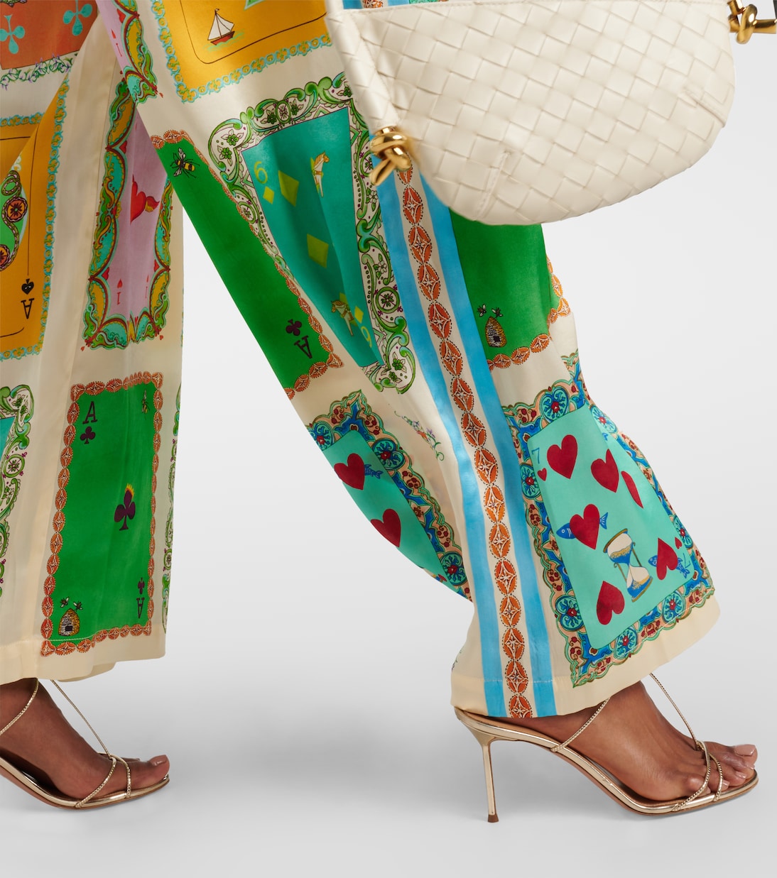 Bedruckte Palazzo-Hose Rummy aus Seidensatin | Alémais