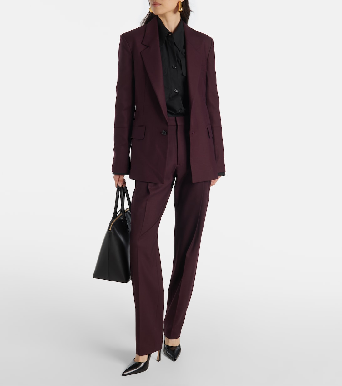 Asymmetric wool-blend chinos | Victoria Beckham