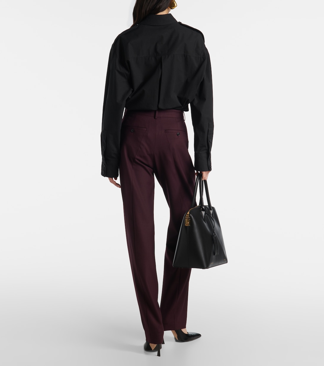 Asymmetric wool-blend chinos | Victoria Beckham