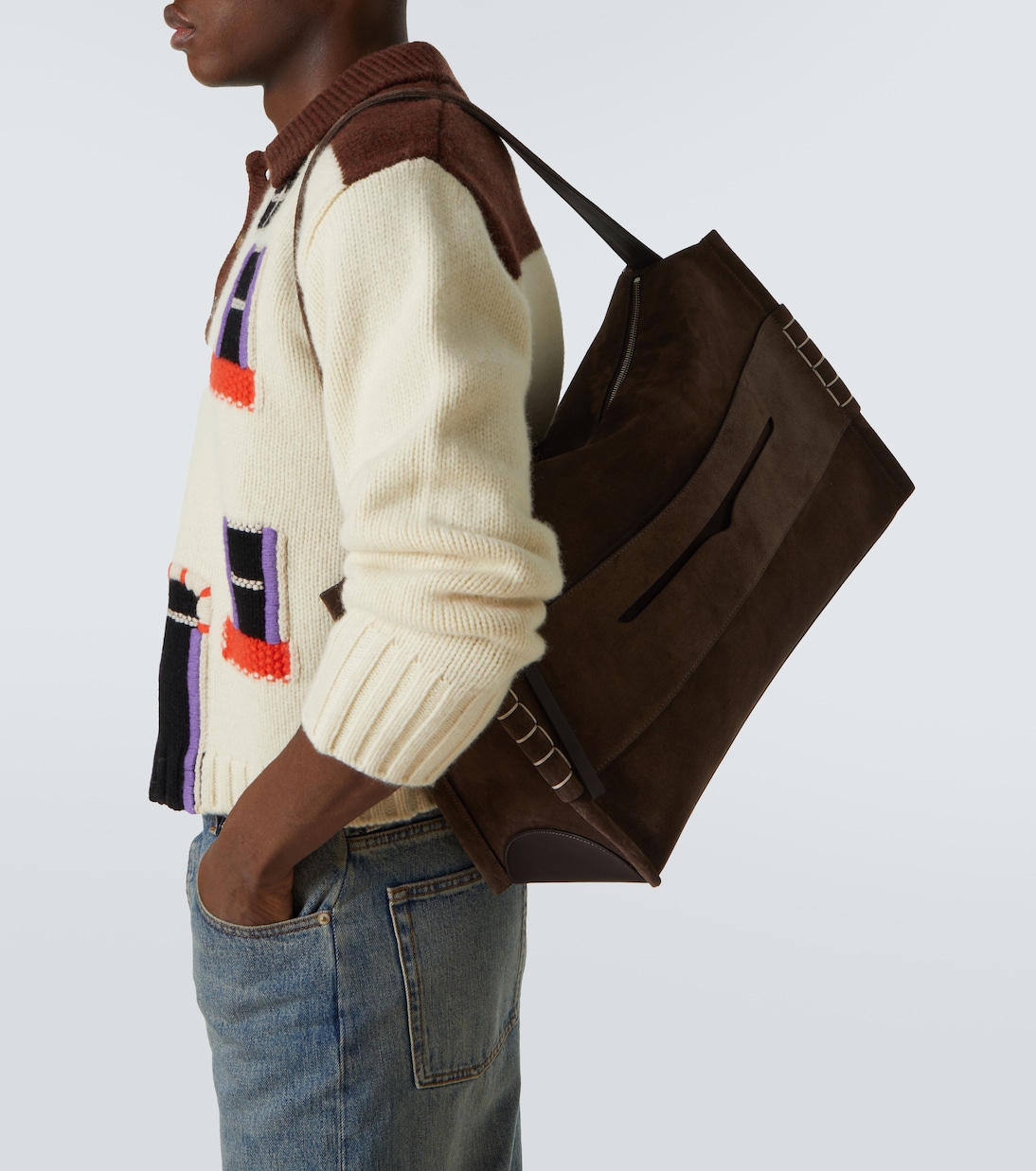Schultertasche Loafer Large aus Veloursleder | JW Anderson
