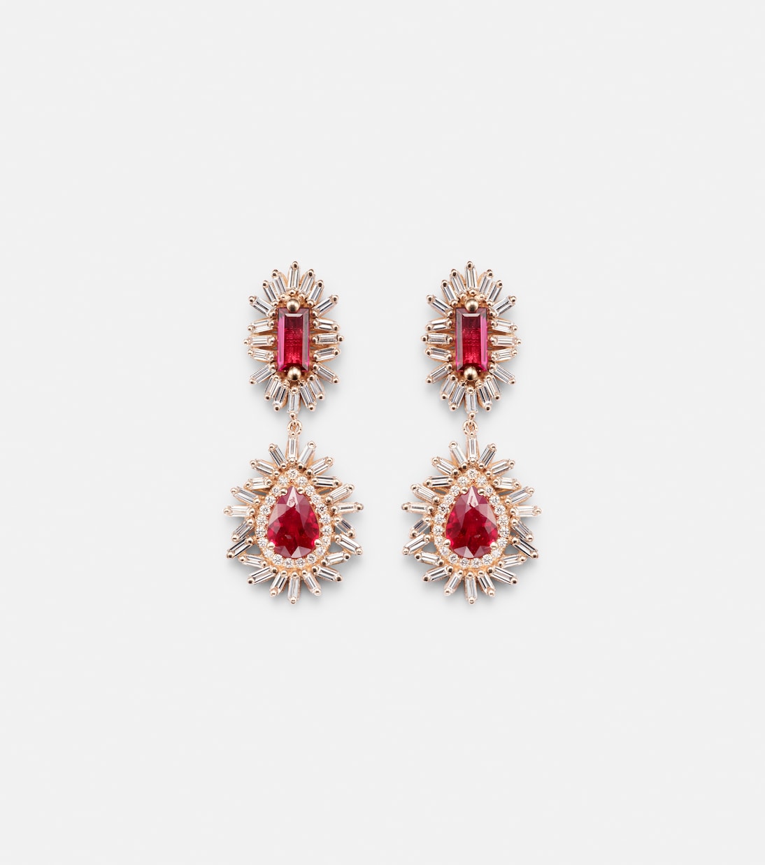 Boucles d'oreilles Doublet en or rose 18 ct, rubis et diamants | Suzanne Kalan