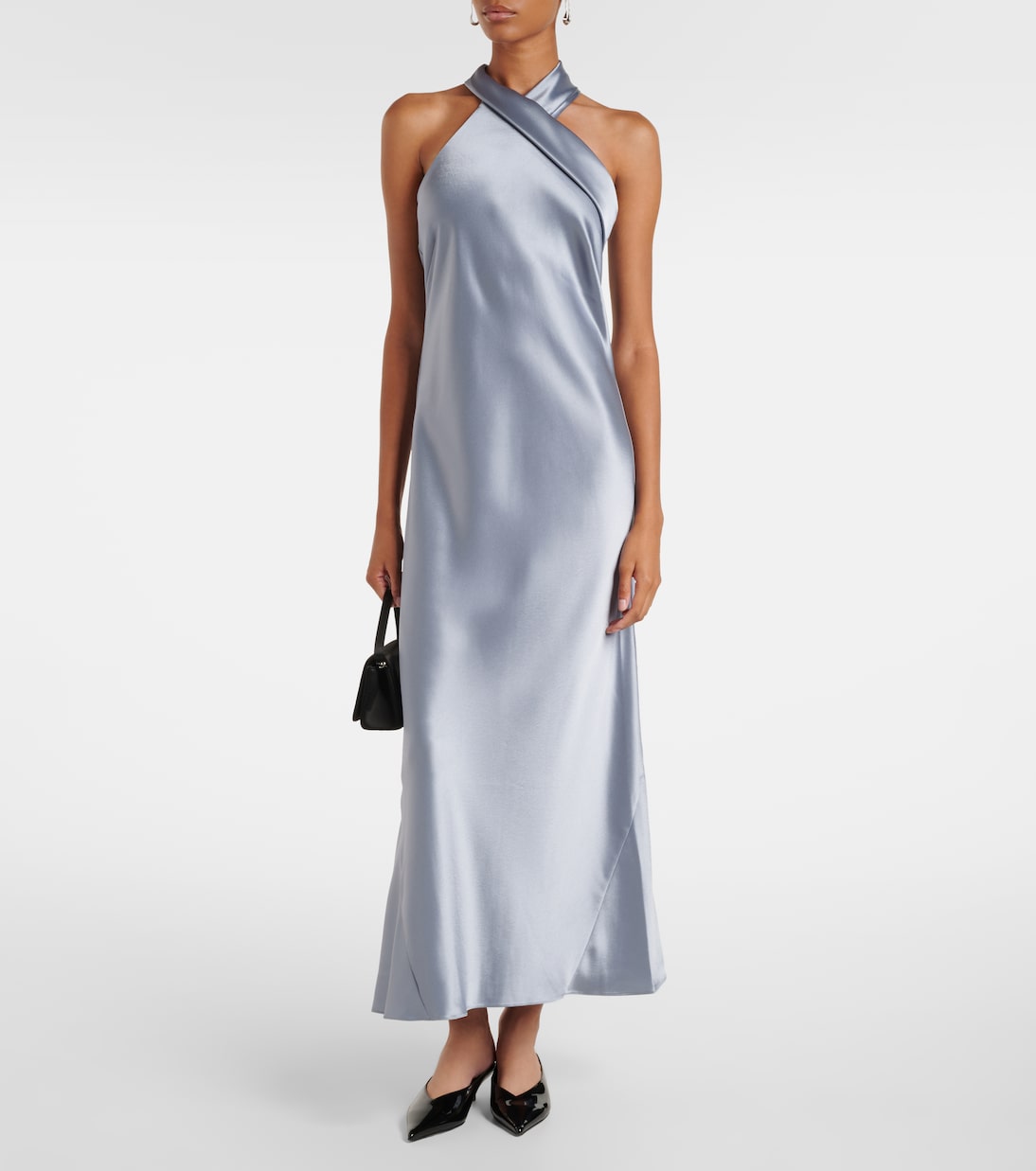 Cropped Pandora satin midi dress | Galvan