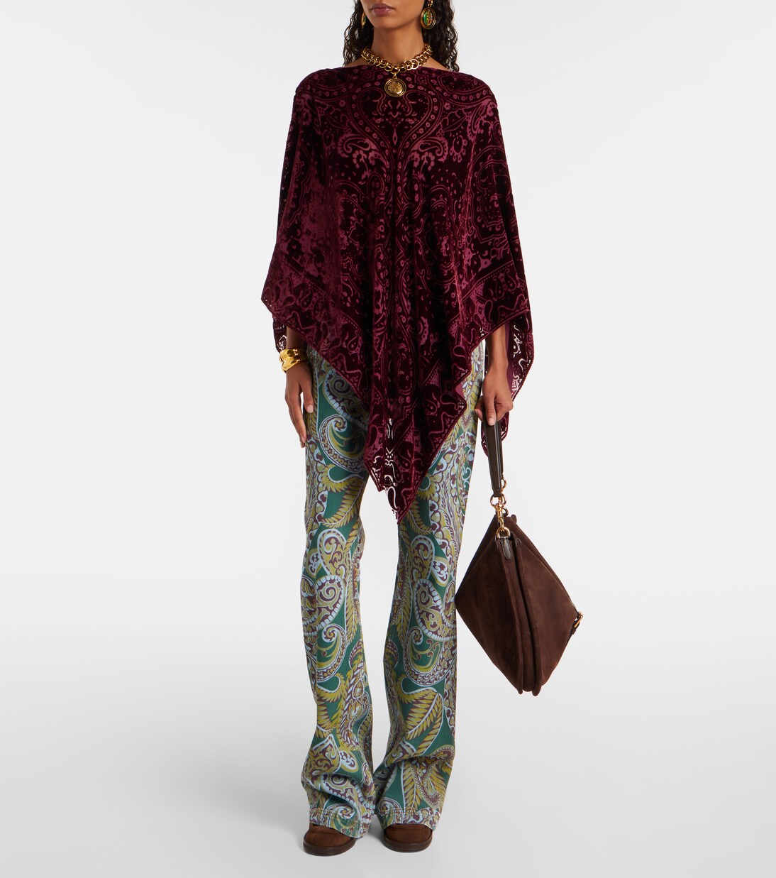 Poncho aus Samt mit Paisley-Muster | Etro