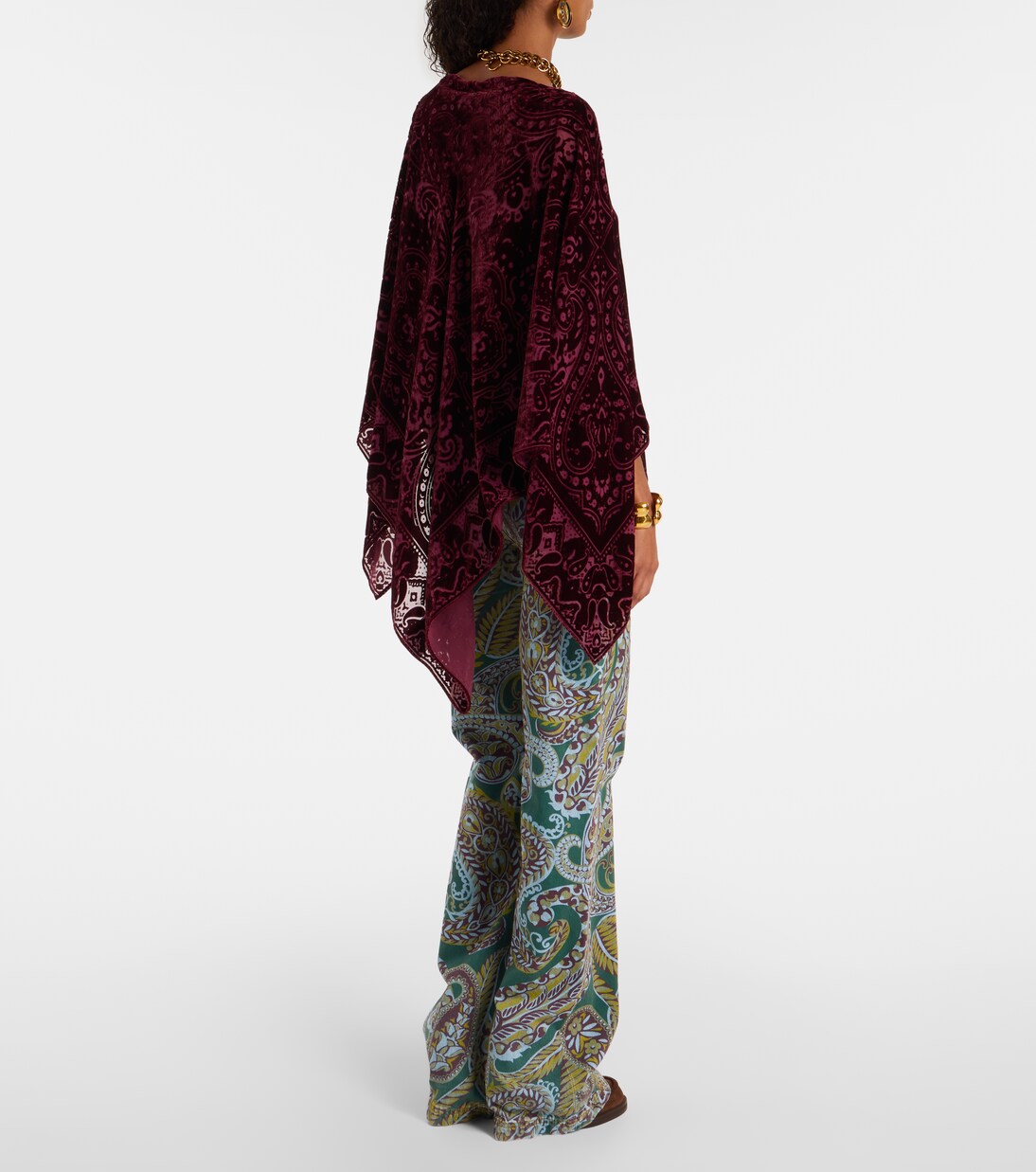Poncho aus Samt mit Paisley-Muster | Etro