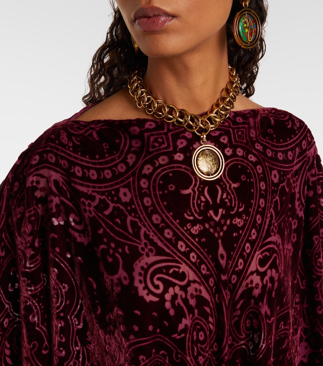 Poncho aus Samt mit Paisley-Muster | Etro
