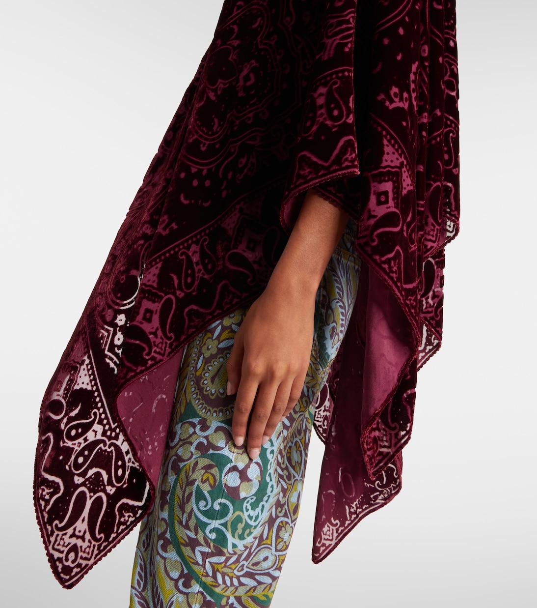 Poncho aus Samt mit Paisley-Muster | Etro