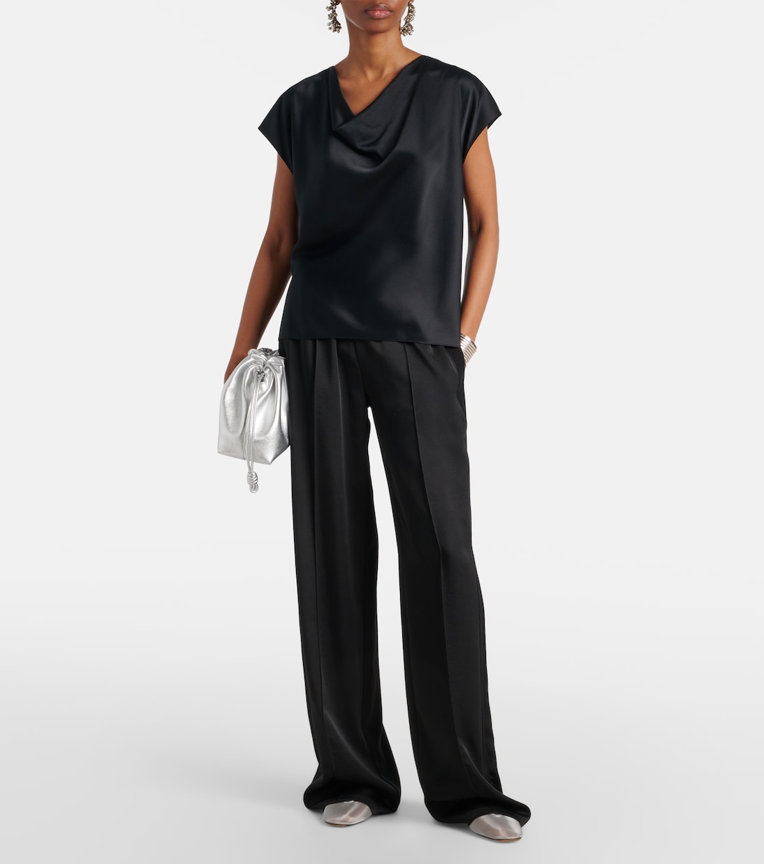Draped silk satin top | Vince