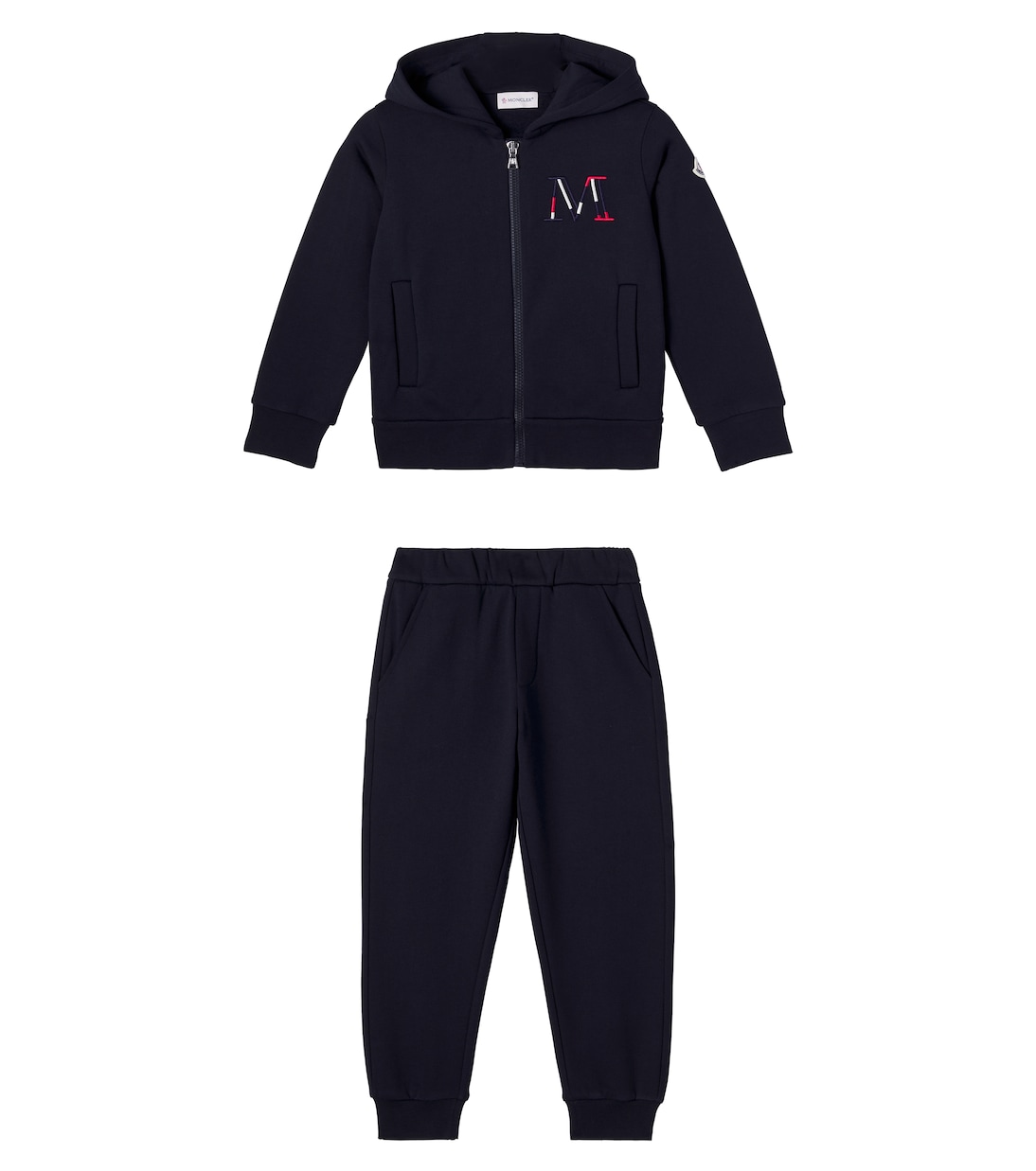 طقم جاكيت وبنطلون رياضي من القطن بلوغو | Moncler Enfant