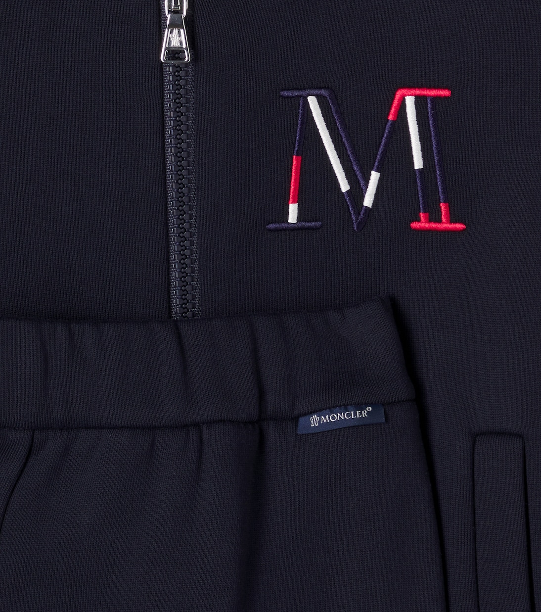 طقم جاكيت وبنطلون رياضي من القطن بلوغو | Moncler Enfant