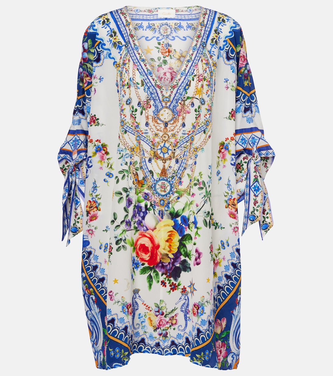 Embellished printed silk crêpe kaftan | Camilla