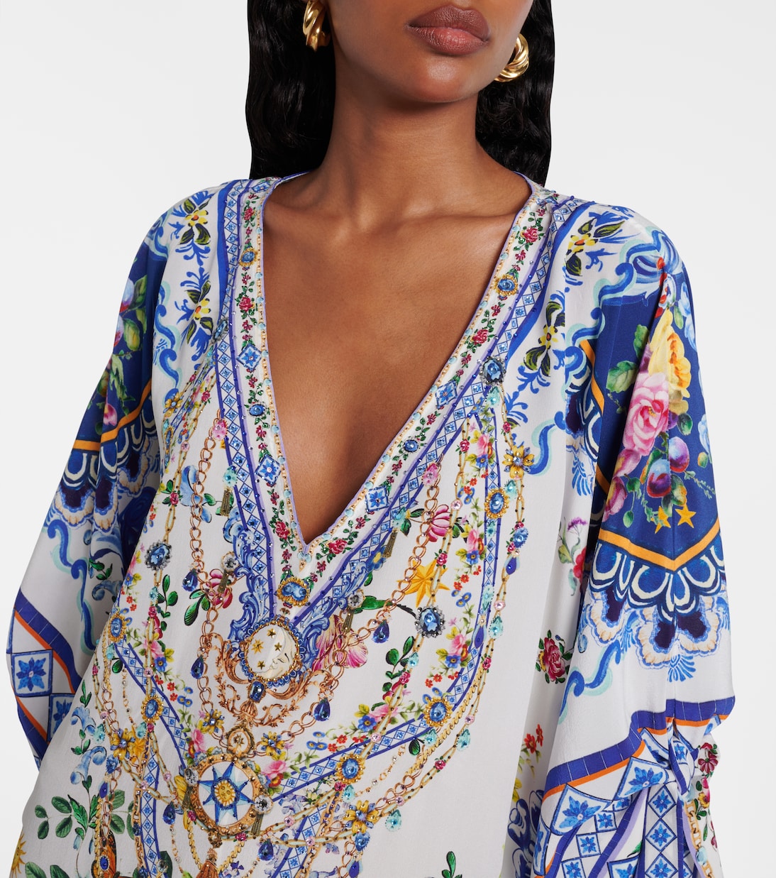 Embellished printed silk crêpe kaftan | Camilla