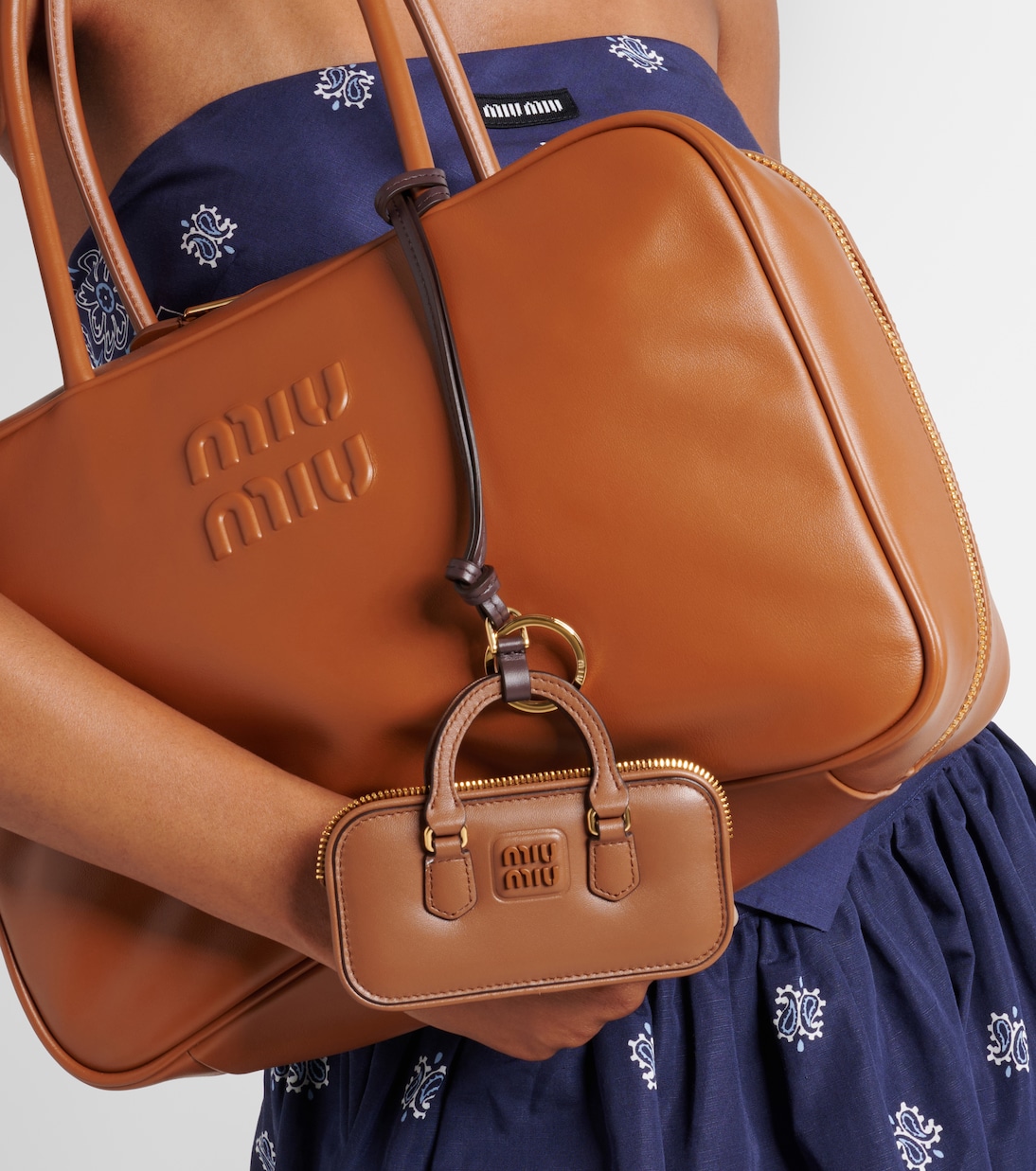 Arcadie leather bag charm | Miu Miu