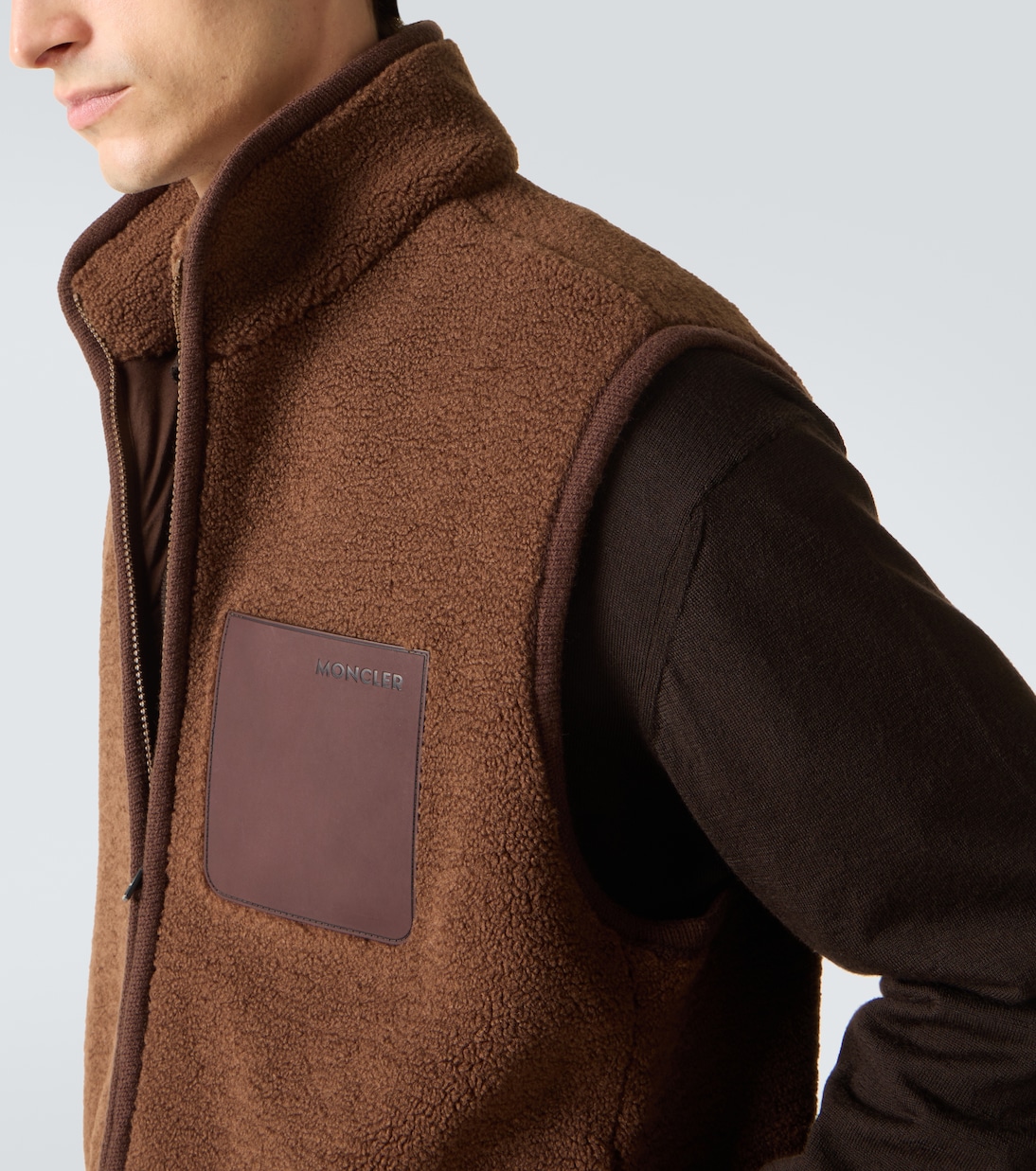 Gilet in teddy con pelle | Moncler