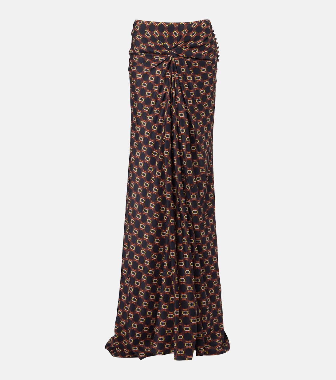 Draped printed silk skirt | Dries Van Noten