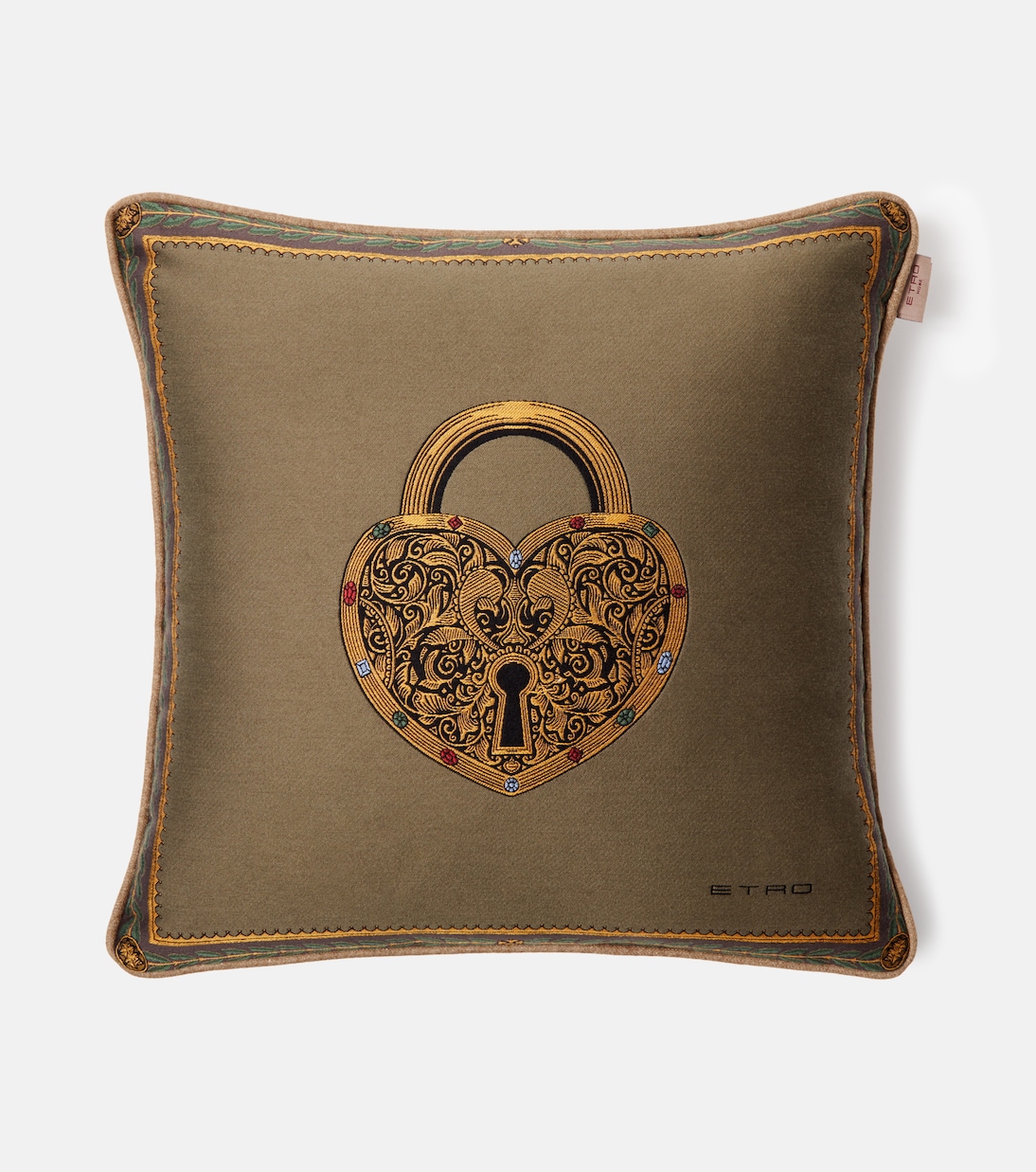 Herald embroidered cotton-blend cushion | Etro