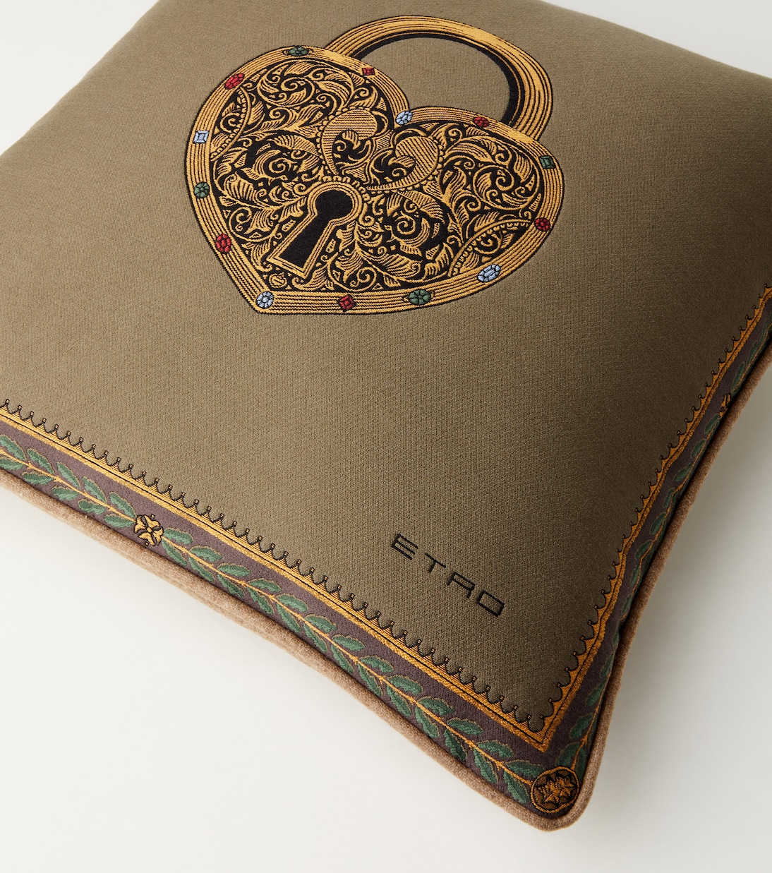 Herald embroidered cotton-blend cushion | Etro