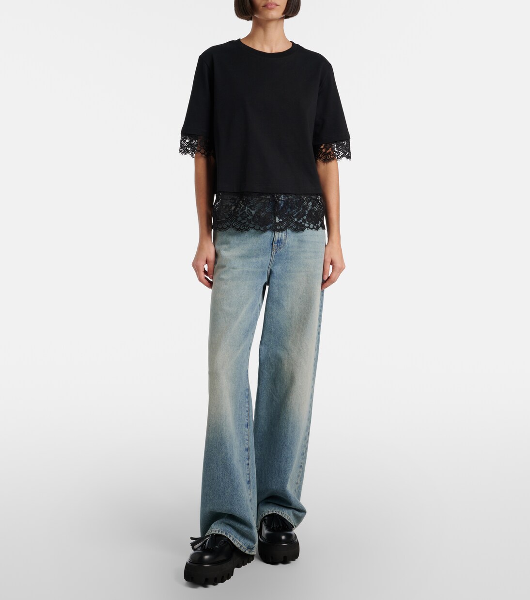 Cotton lace T-shirt | McQueen