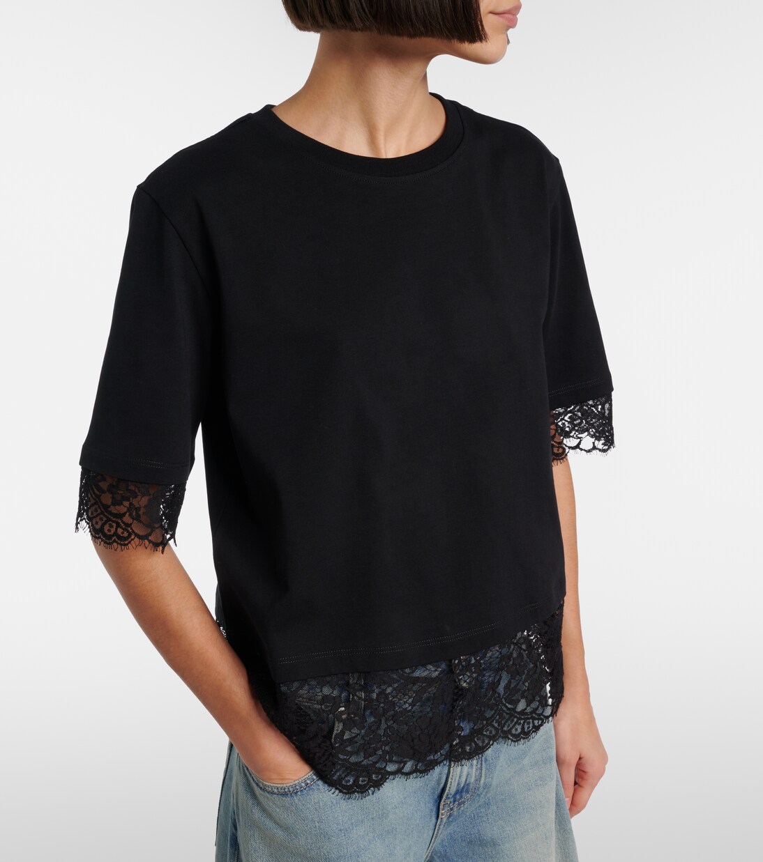 Cotton lace T-shirt | McQueen