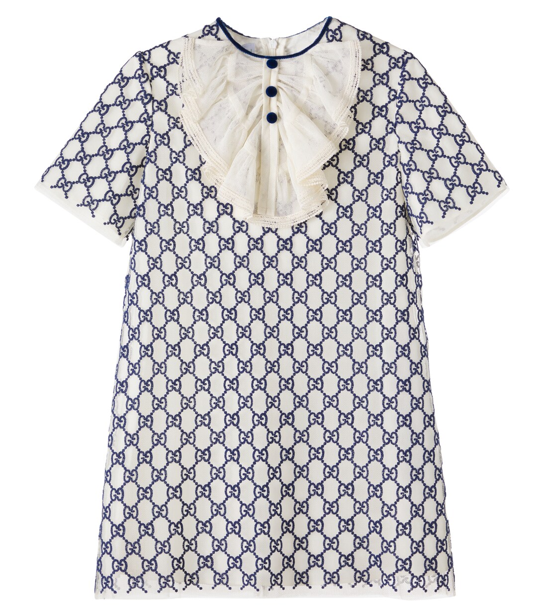 GG embroidered tulle-trimmed dress | Gucci Kids