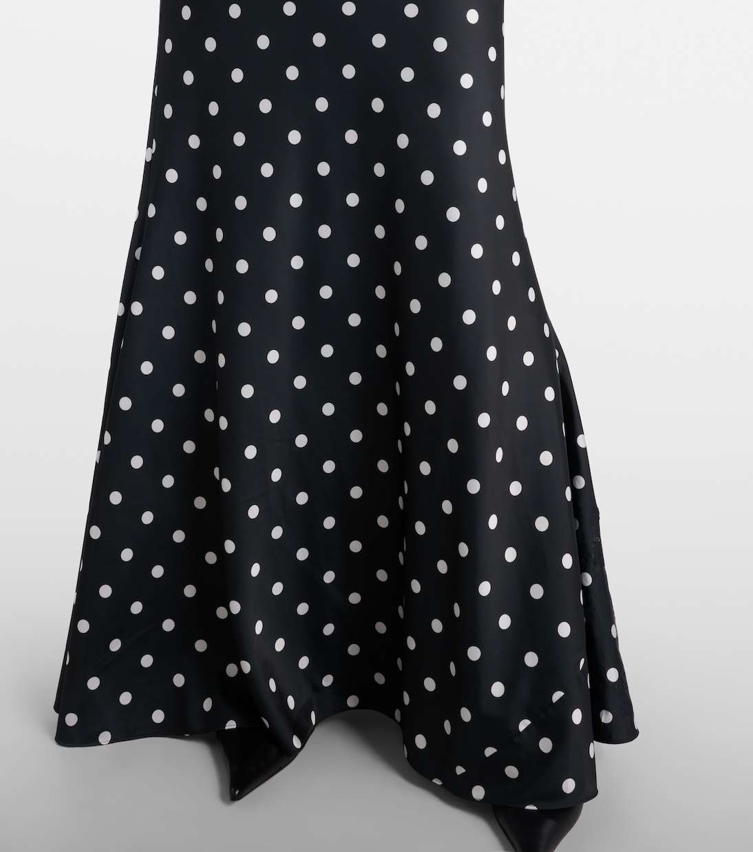 Polka-dot lace-trimmed satin gown | Self-Portrait
