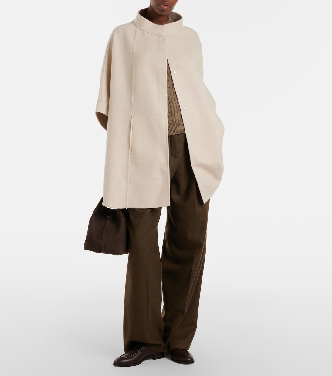 Salzburg leather-trimmed cashmere cape | Loro Piana