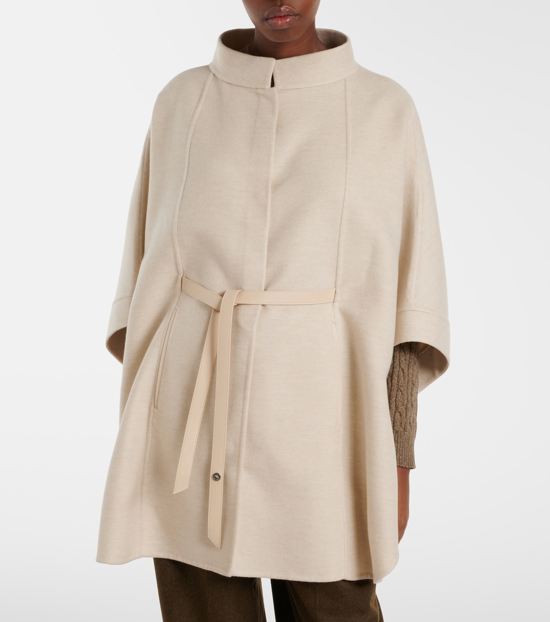 Salzburg leather-trimmed cashmere cape | Loro Piana