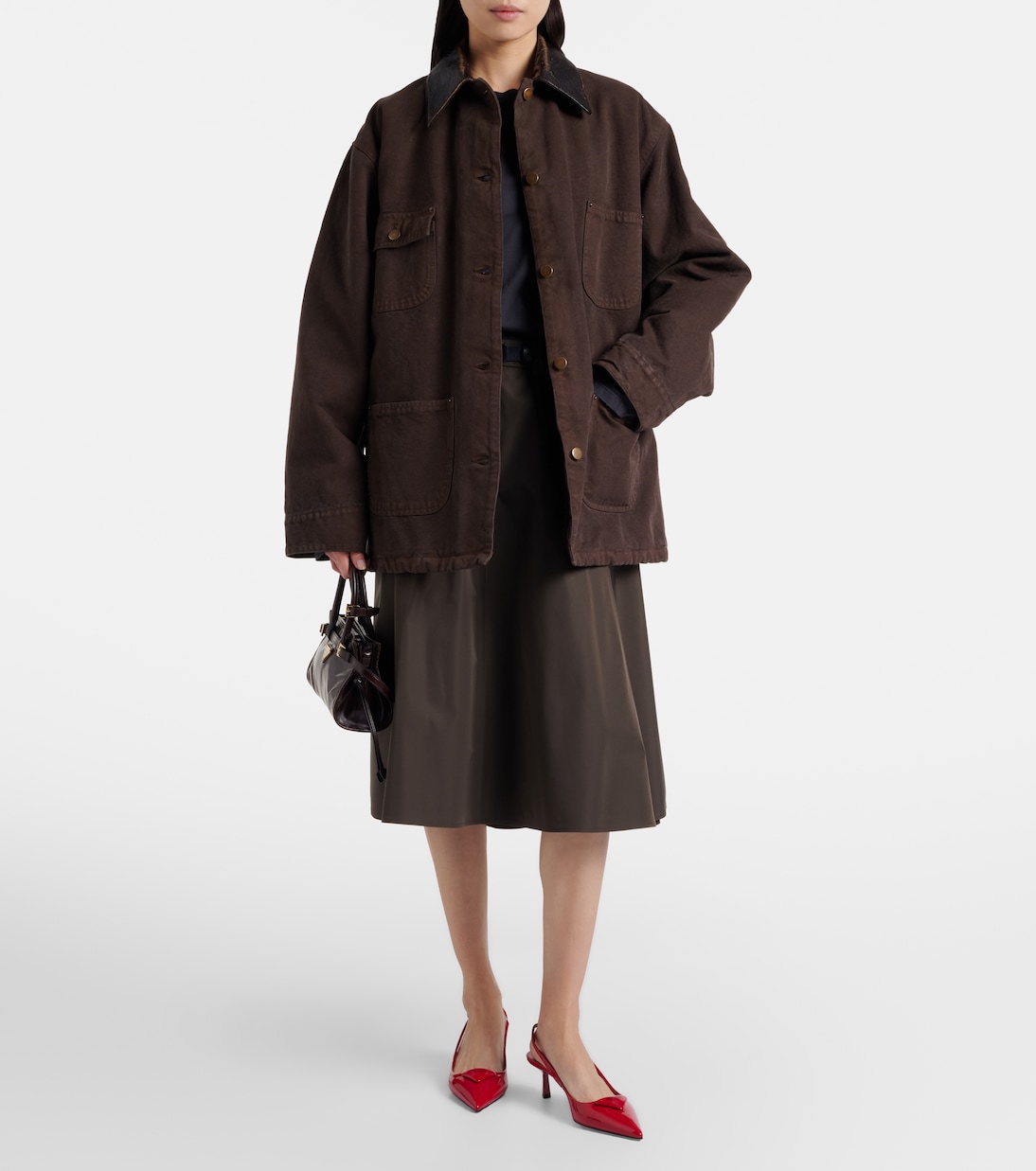 55 patent leather slingback pumps | Prada