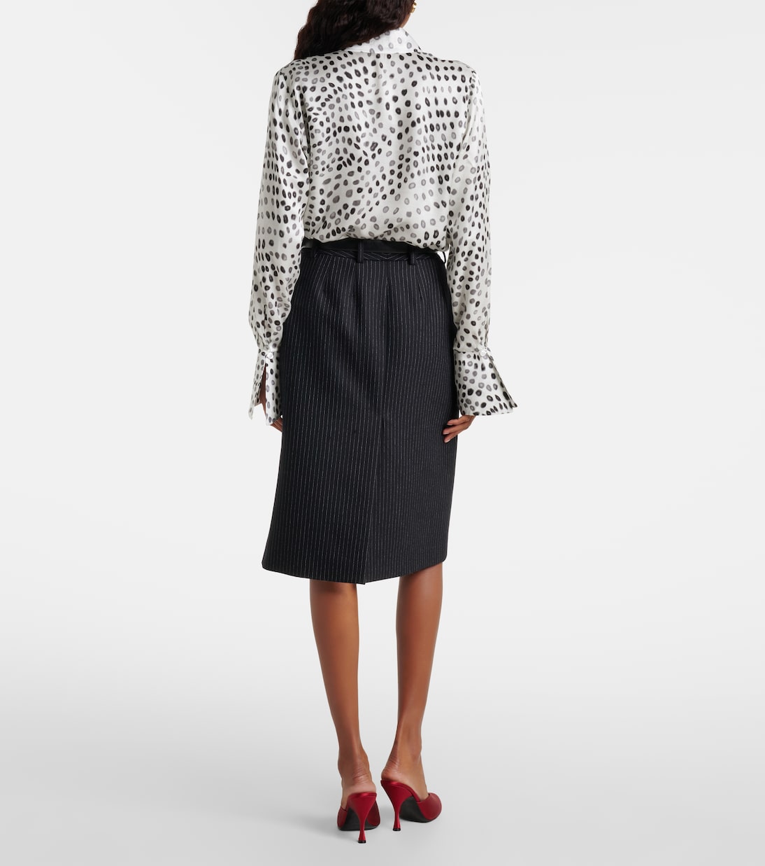 Pinstriped wool-blend pencil skirt | Nina Ricci
