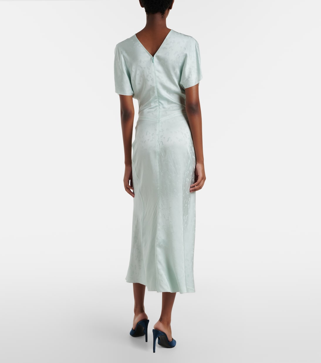 Gathered jacquard midi dress | Victoria Beckham